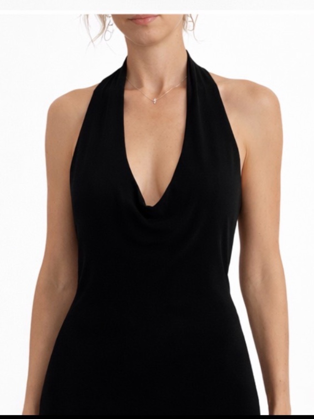 ZARA Black Halter Open Back Maxi Dress Size L NWT - Picture 3 of 7